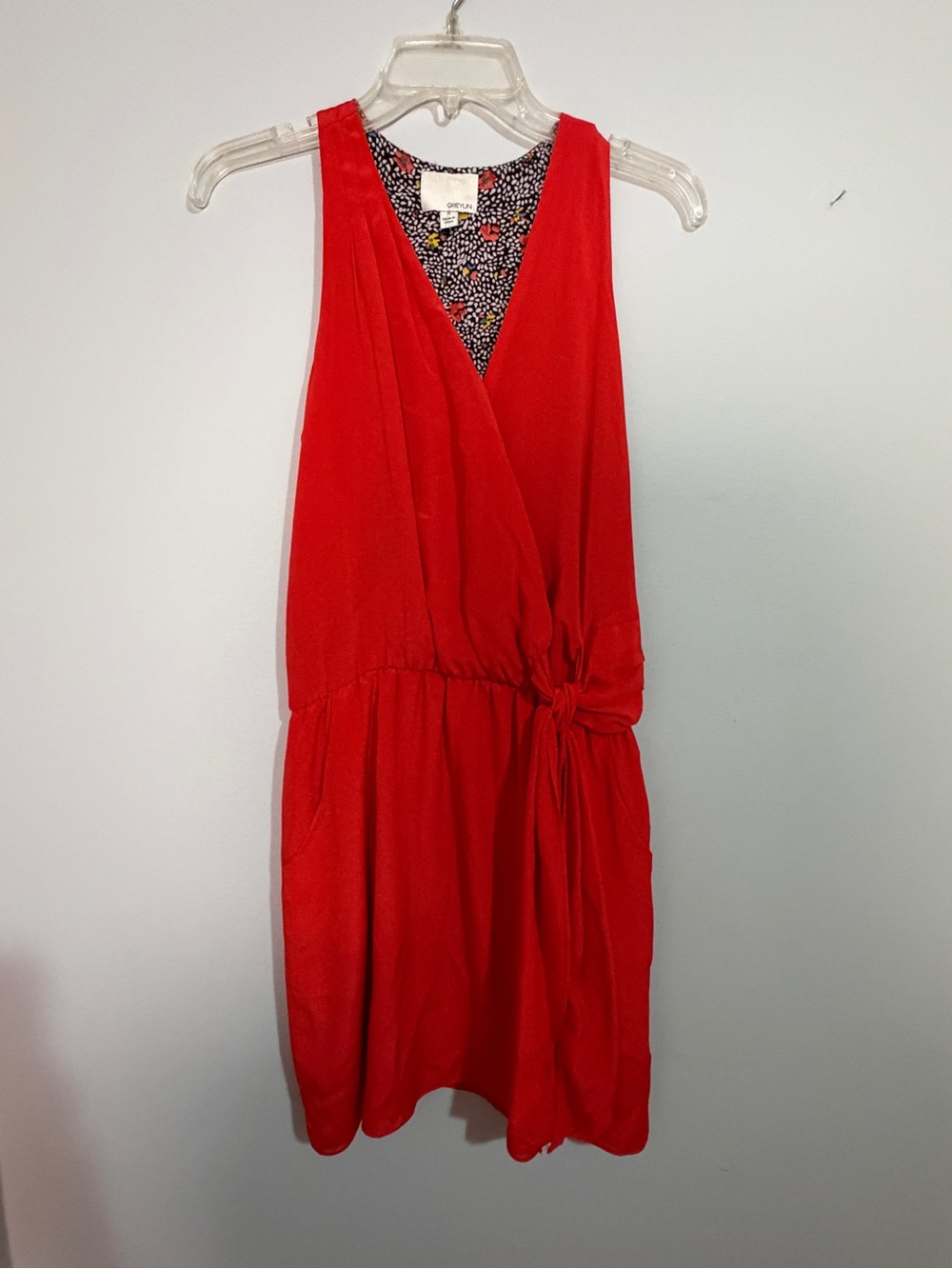 Greylin Red Sleeveless Wrap Mini Dress- Small